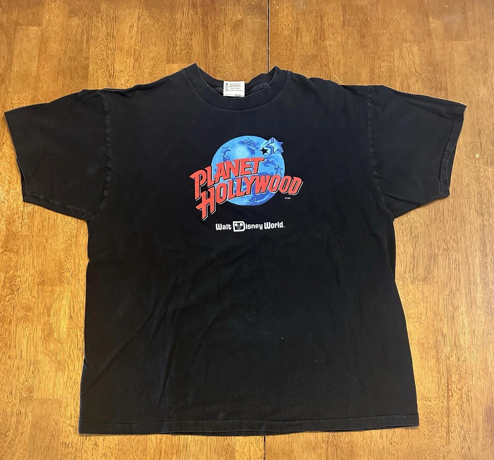 Vintage Planet Hollywood Walt Disney World T Shirt XL Black 90s Single Stitch L