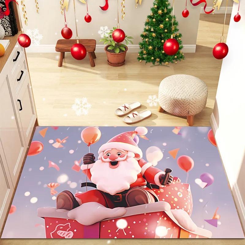 Christmas Theme Pattern Printed Door Mat Entry Door Mat Entrance Hall Rugs for Bedroom Bathroom Carpet Festival Home Decoration