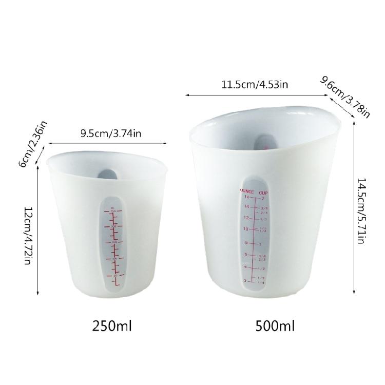 2Pcs Set Measuring Cups with Graduated Scale 250/500ml Laboratory Capacity Cups