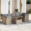 Vidaxl 8-Cz. Garden Furniture Set With Cushions, Beige, Poly Rattan
