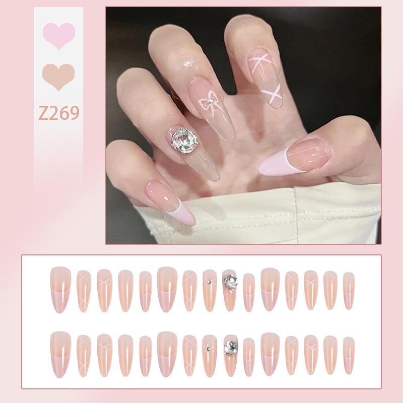 Luxurious Transparent Blush Bubble Rose Press-On Nail Set with Wearable Stickers