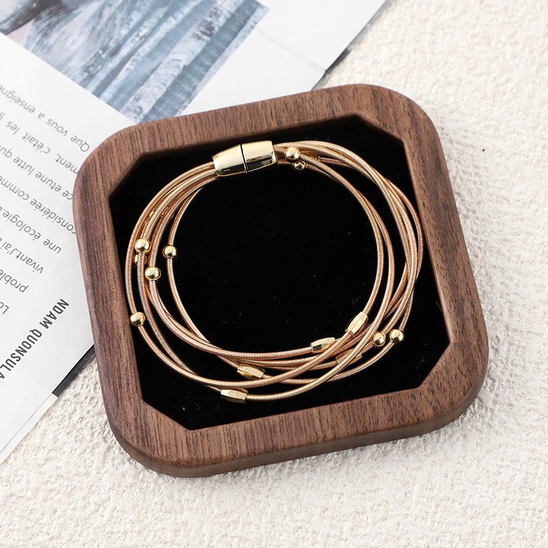 Wind Bracelet Light Luxury Gold Silver Bead Magnetic Buckle Bracelet Premium Bohemian Versatile Bracelet