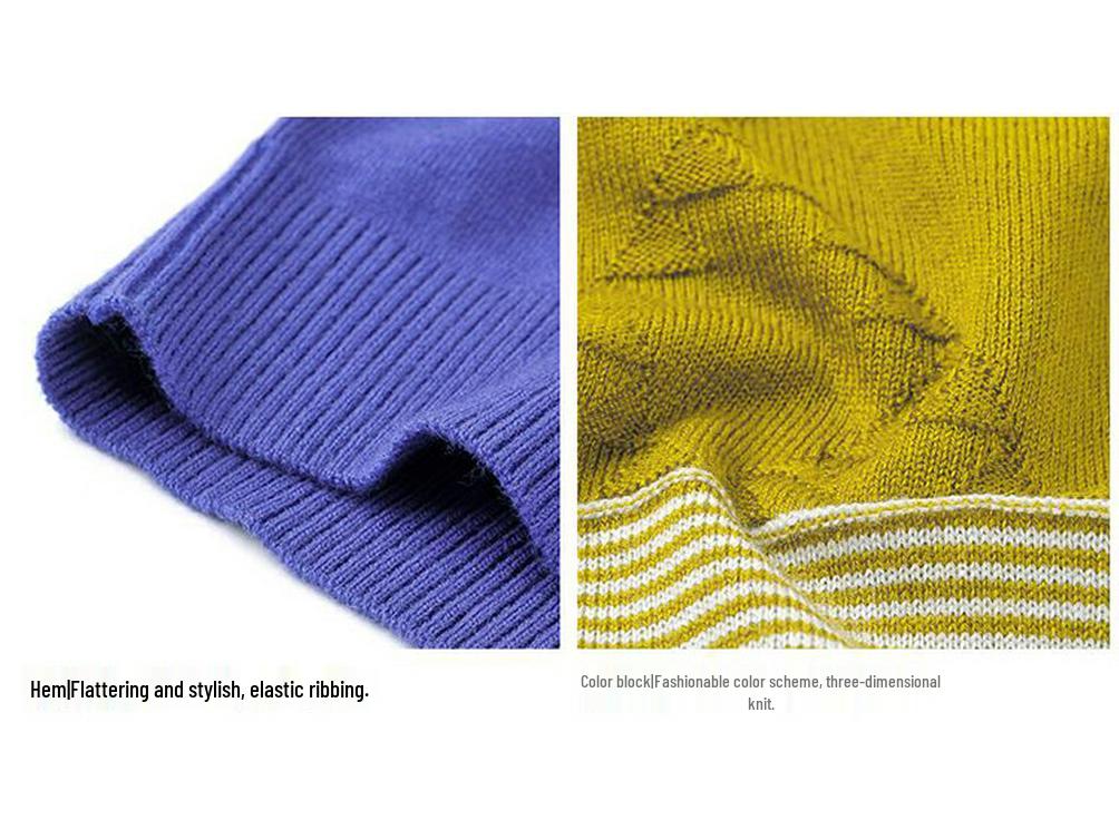 Goldberg Men's Autumn V-Neck Color Block Knitted Sweater Pullover