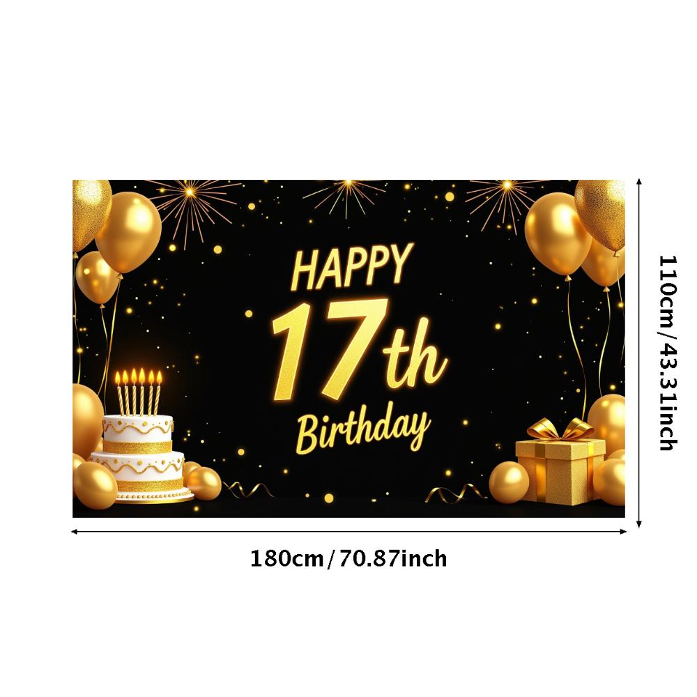 17. Geburtstag Party Hintergrund Banner Rot und Schwarz Ballon Alles Gute zum Geburtstag Fotografie Hintergrund Requisiten Dekorationen Zubehör