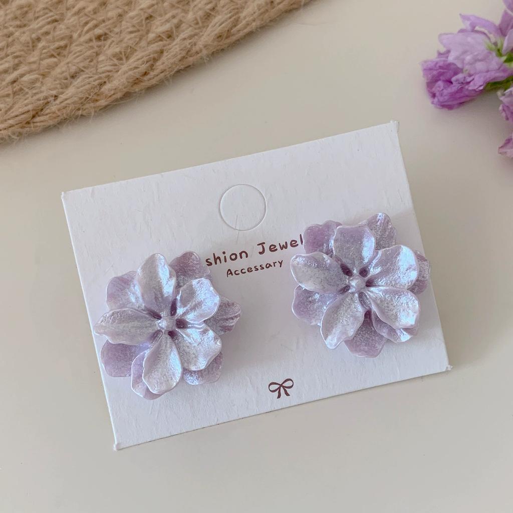 Blooming Gardenia Stud Earrings Pink White Purple Acrylic Flower Earrings for Women Big Personality Temperament Trendy Jewelry