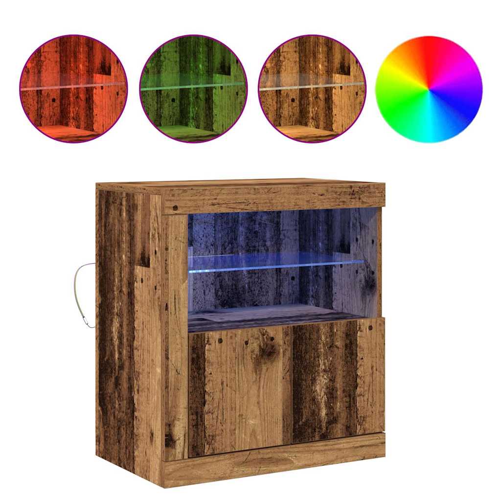 LED Sideboard In Brown 60.5 X 37 X 67 Cm Particleboard