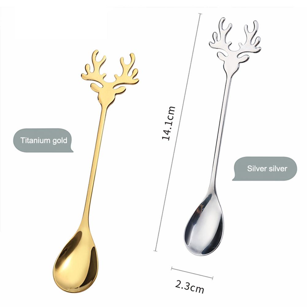 Stainless Steel Coffee Spoon Christmas Gift Teaspoon Dessert Snack Scoop Ice Cream Dessert Mini Spoons Tableware Kitchen Tools