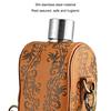 28oz, Russian Small Flagon, 304 Stainless Steel Hip Flask with Leather Case, Alcohol Flasks, Outdoor Portable Flat Wine Bottle