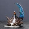 Mountain Moon Night Ceramic Backflow Incense Burner Zen Home Decor for Meditation Relaxation Aromatherapy Gift