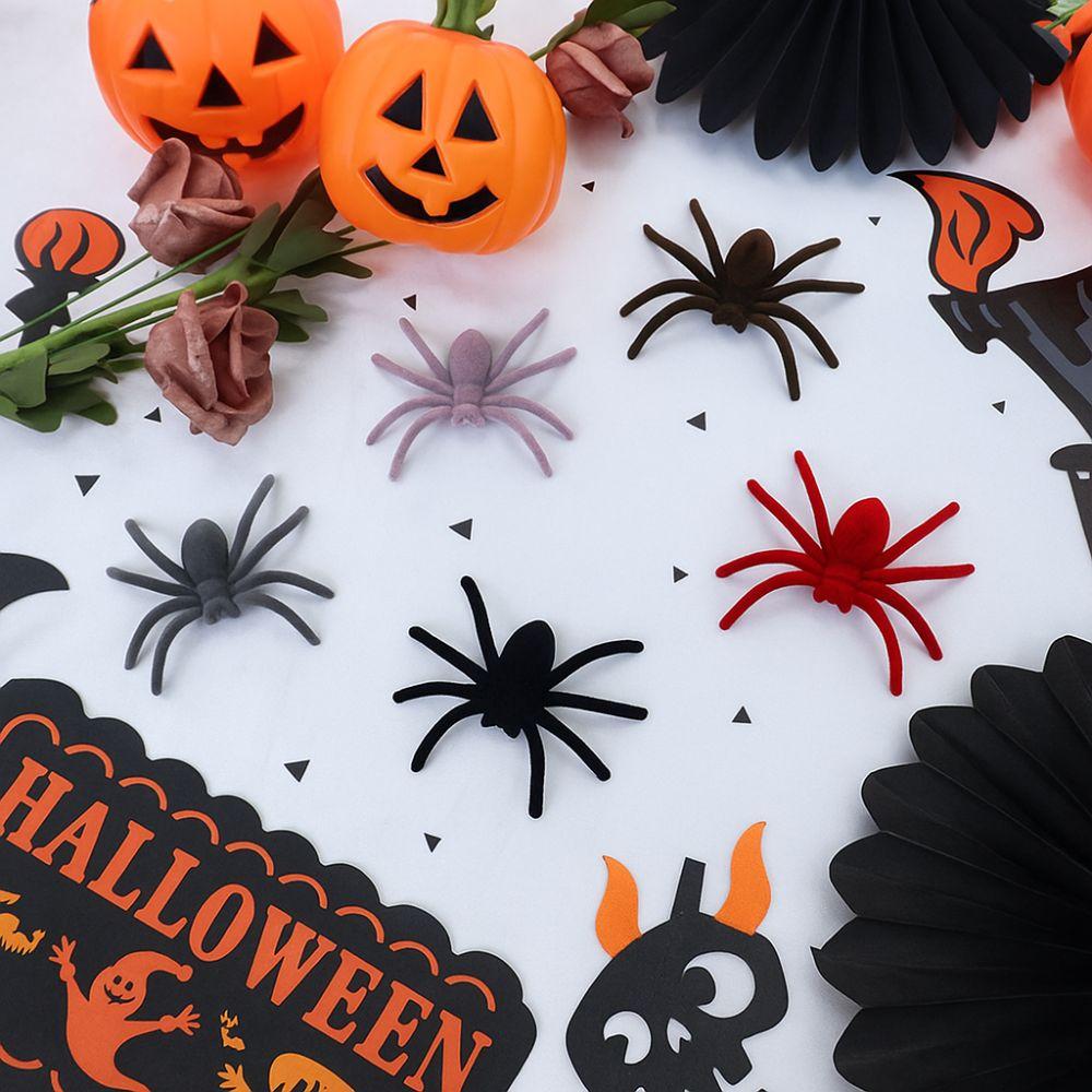 10PCS Simulation Fake 3D Spider Toy Mini Artificial Spider Halloween Plush Spider  Bar Decoration