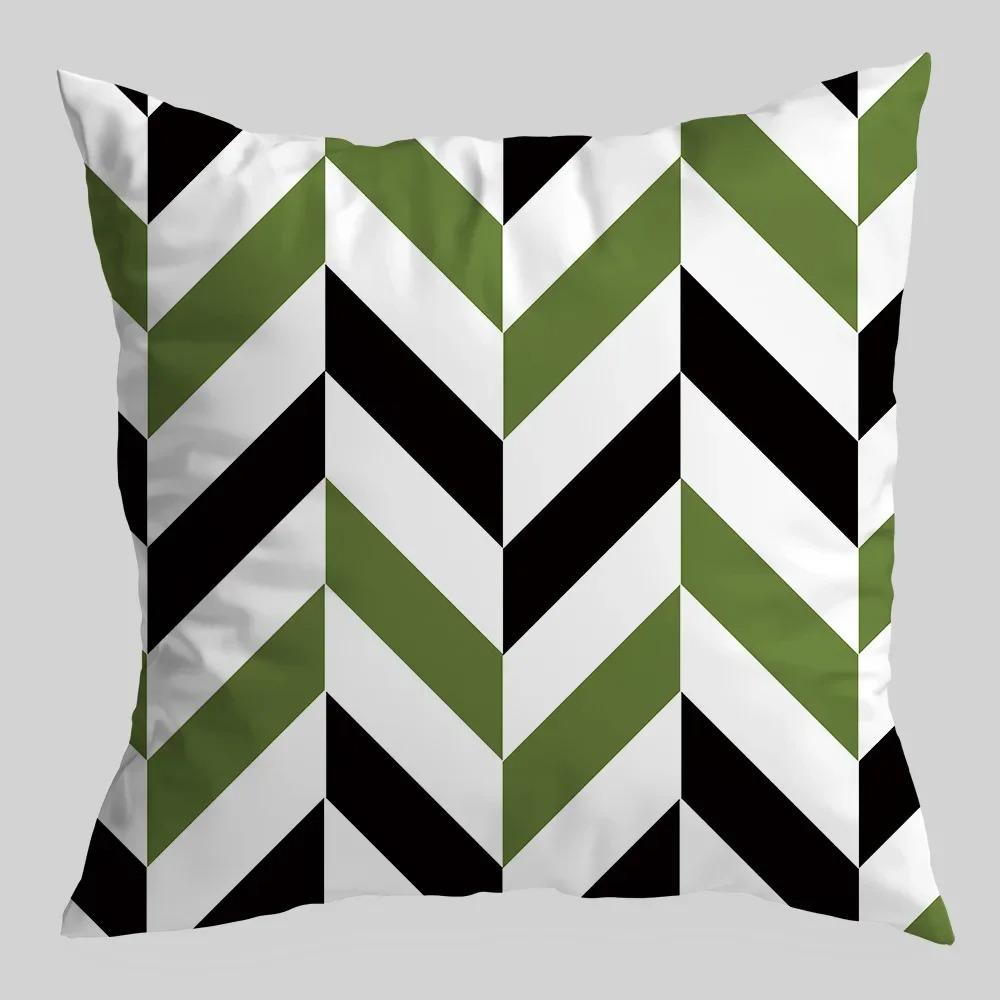 Green Fresh Geometric Print Pattern Pillowcase Suitable for Home Living Room Sofa Car Decorative Cushion Cover