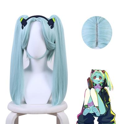 45 cm Rebecca Cosplay Pruik Anime Cyberpunk Edgerunners Cosplay Rebecca Pruik Kort Cyaan Haar Hittebestendig Haar Becca Pruiken