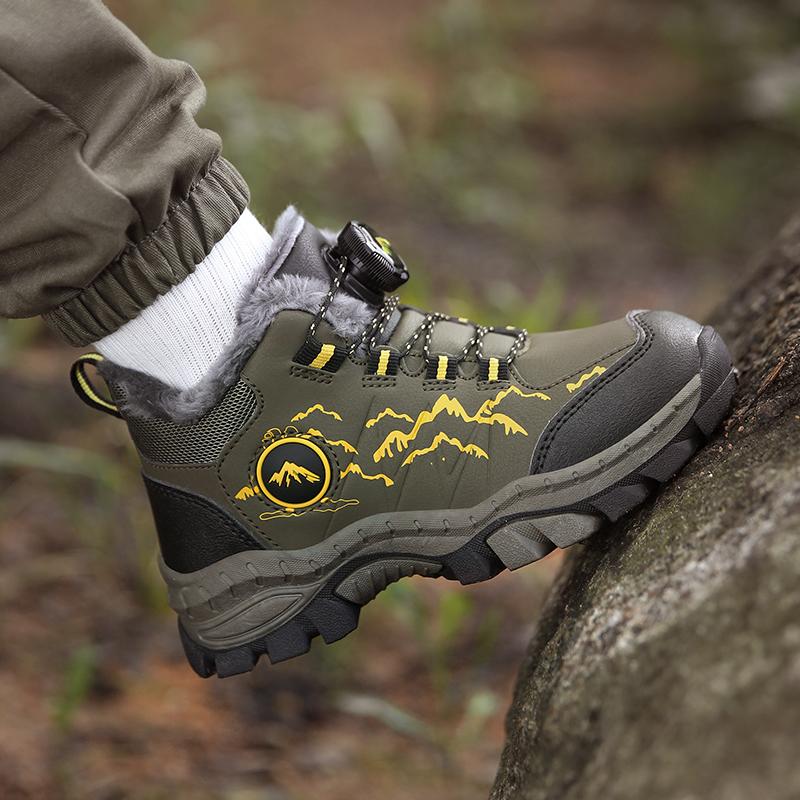 Winter Children Anti Slip Wear Resistant Velvet Warm Outdoor Hiking Shoes Cotton Shoes Snow Boots Sports Leisure Shoes Boys Girls Snow Boots