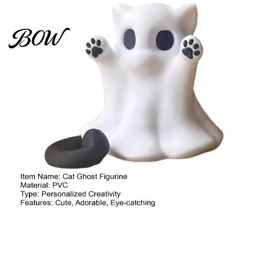 Gruselige Desktop-Dekorationen Halloween Geist Katze Statue, Niedliche Figur, Cartoon Einzigartige Heimdekor Akzente Dekoration für Büro Kleine PVC-Figuren