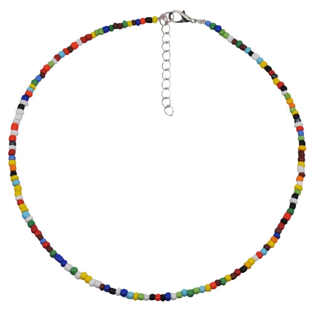 Colier Claviculă Colorat cu Mărgele – Lanț Scurt Handmade pentru Fete