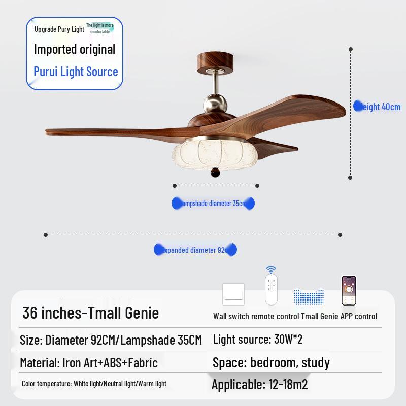 Mid-Century Walnut Fan Light Chandelier for Bedroom/Living Room