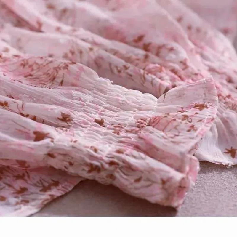2025 Spring Chiffon Shirt Fragrant Puff Sleeves Women's Top Fashionable Ruffle Floral Loose Florals