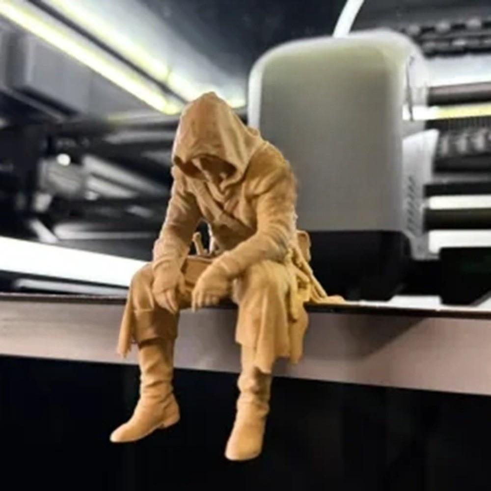 Sitting Pose Warrior Figurine 3D Printed Zen Statue Collection Ninja Ornaments  Gift