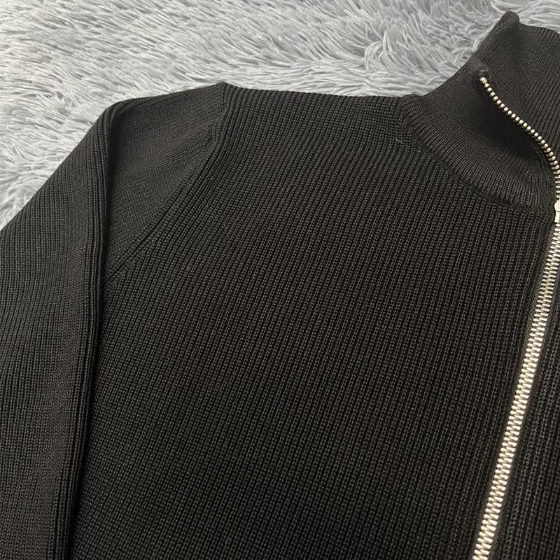 Ma Jia Men's Four-Corner Cardigan Zipper Half-High Collar Loose Casual Knit Sweater