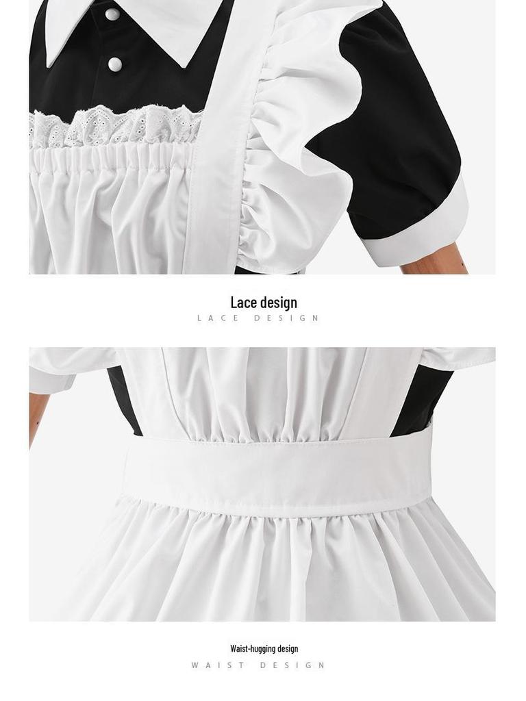 Japanese Lolita Maid Costume: Cute Short-Sleeved Dress with Skirt, Perfect for Cosplay