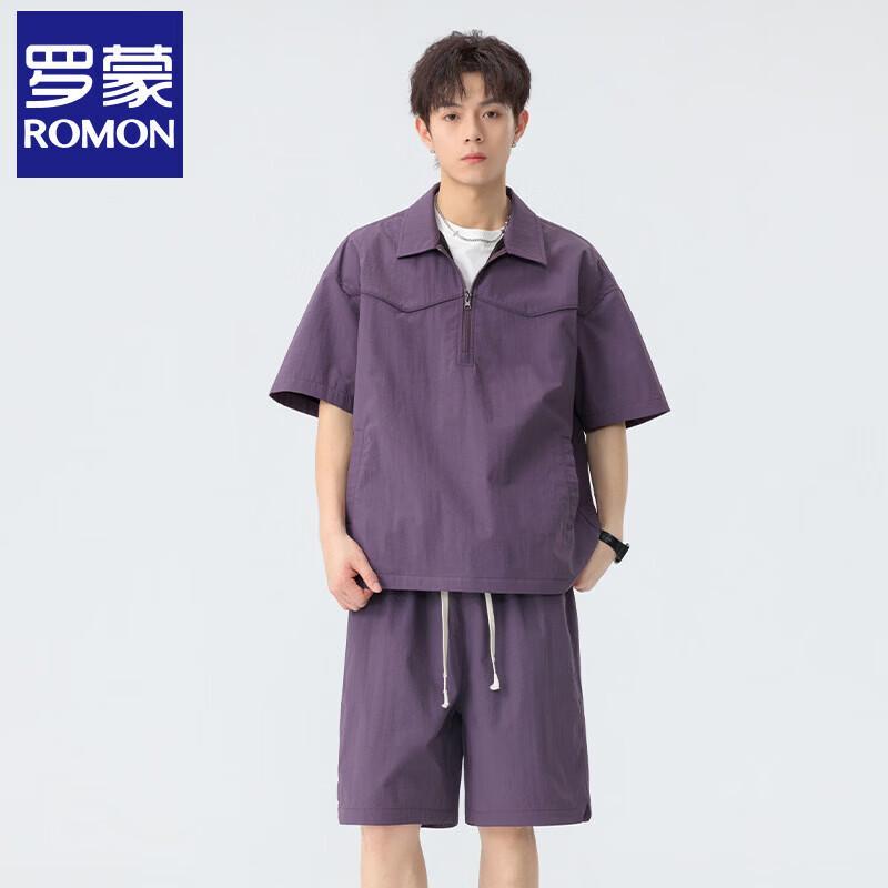 

Luomon Men s Summer Casual V-Neck Short-Sleeve Top & Two-Piece Set XL