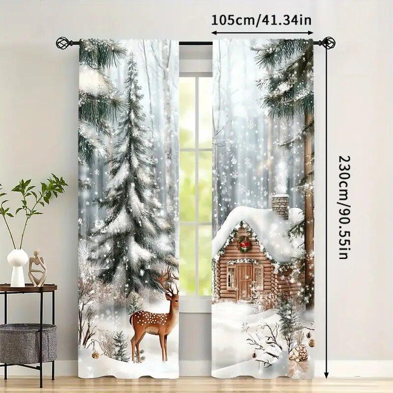 Christmas Reindeer Curtains   Pole Bag Curtains   Bedroom and Living Room Decoration   Home Decoration   Christmas Decoration