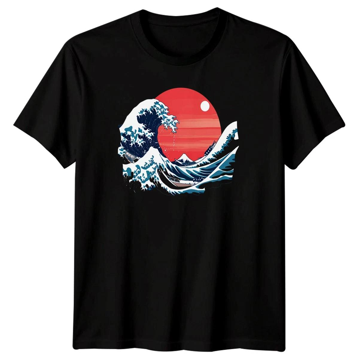 Thoughtful Wave Japanese Art Mens T-Shirt Mount Fuji Ocean Culture Landmark M