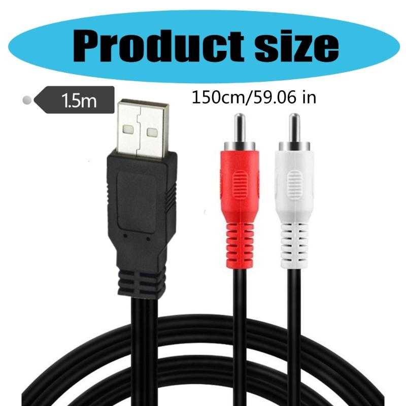 USB To 2RCA Composite Sound Video Converter Cable Accessories For Streaming Media Camcorder To PC/TV Sound Transfer 1.5m