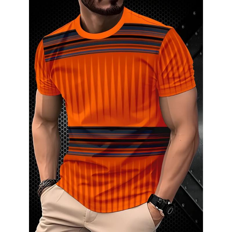 Fashion Men's Crew Neck Short Sleeve 3D Casual Color Printing Casual Short Sleeve Crew Neck T-Shirt