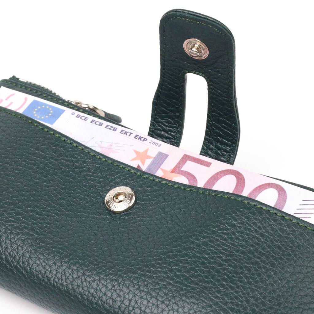 Geräumige Damen-Katzen aus echtem Narbenleder CANPELLINI Geldbörse 21633 Grün