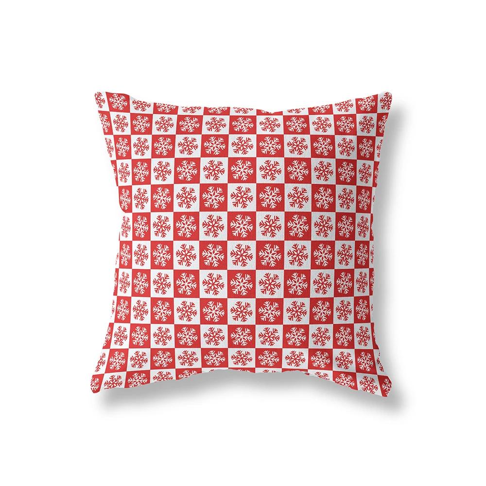 Navidad Funda de Almohada de Poliéster Estampada Simple Decoración del Hogar Funda de Cojín Dormitorio Sala de Estar Sofá Coche