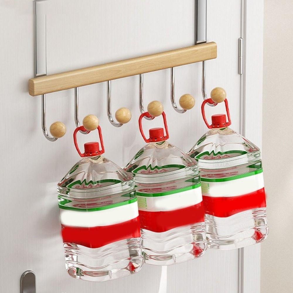Durable 6 Hooks Over The Door Hooks Folding Punch Free Clothes Coat Hooks Space Saving Large Capacity Wall Hanger for Home