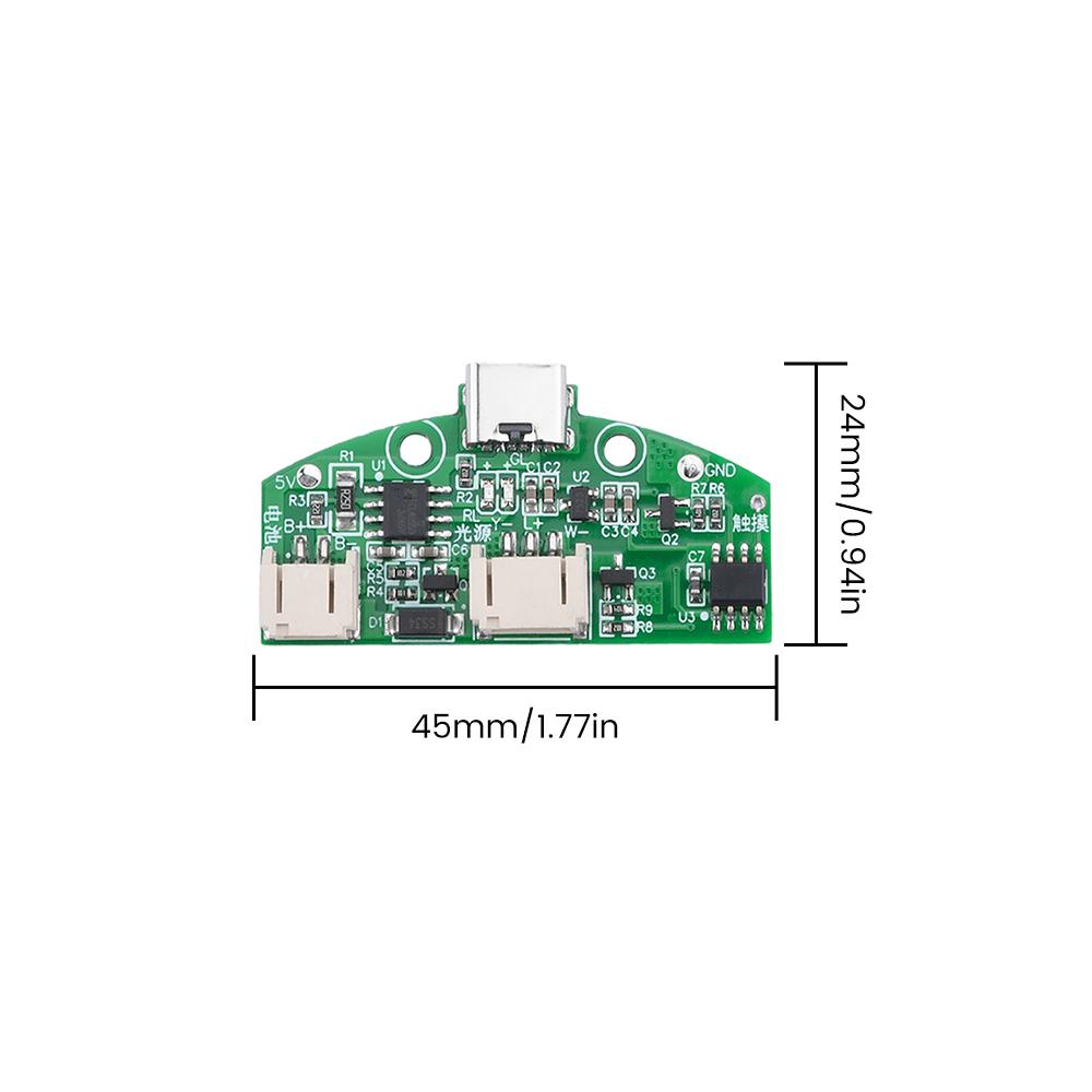 1 Peça 3.7V Tipo-C Placa de Circuito de Luminária de Mesa Carregamento USB PCB Dimmer Contínuo LED Toque Pequena Luminária de Noite Módulo de Controle