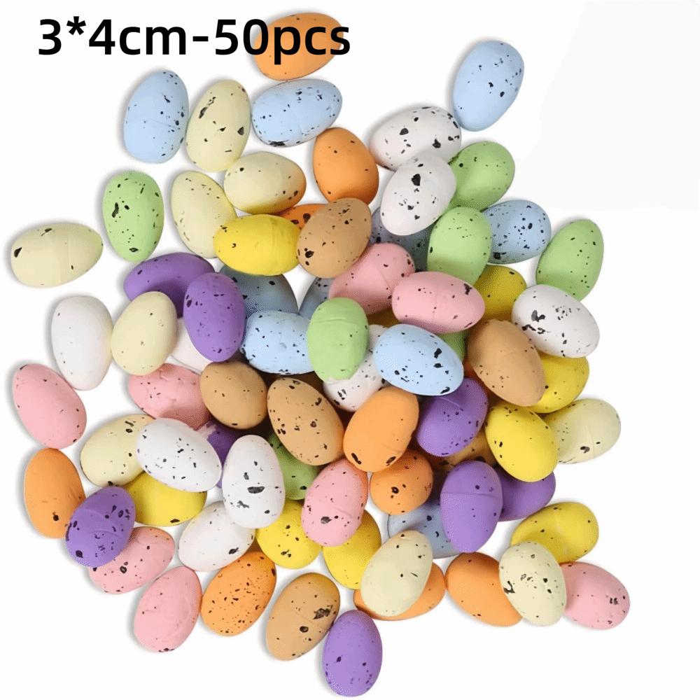50/100Pcs Speckled Foam Easter Eggs Colorful Painted Bird Eggs Easter Party Decorations