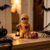 Atmospheric Window Displays Wooden Halloween Figurine with Lantern, Pumpkin Scarecrow Skeleton Mummy Ghost Witch Seasonal Tabletop Accessories Statue,