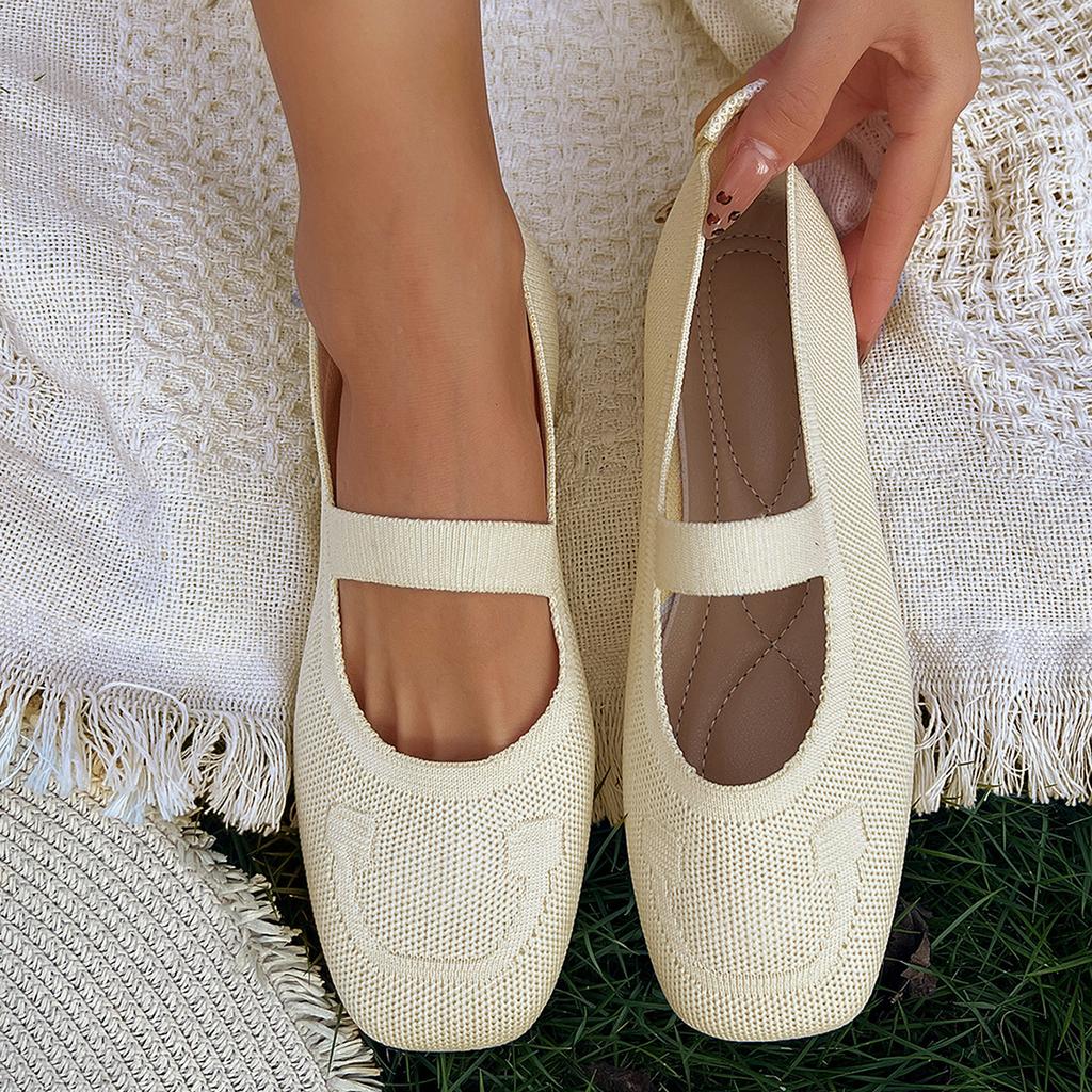Scarpe Basse da Donna Moda Bocca Bassa Scarpa Singola Designer Punta Quadrata Scarpe Piatte Casual Morbide Comode Scarpe Piatte da Ballerina per Donna