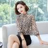 Fashion Long Sleeve Chiffon Blouse Women Casual Tops Female Stand Collar Slim Elegant Floral Shirt Women's Clothing