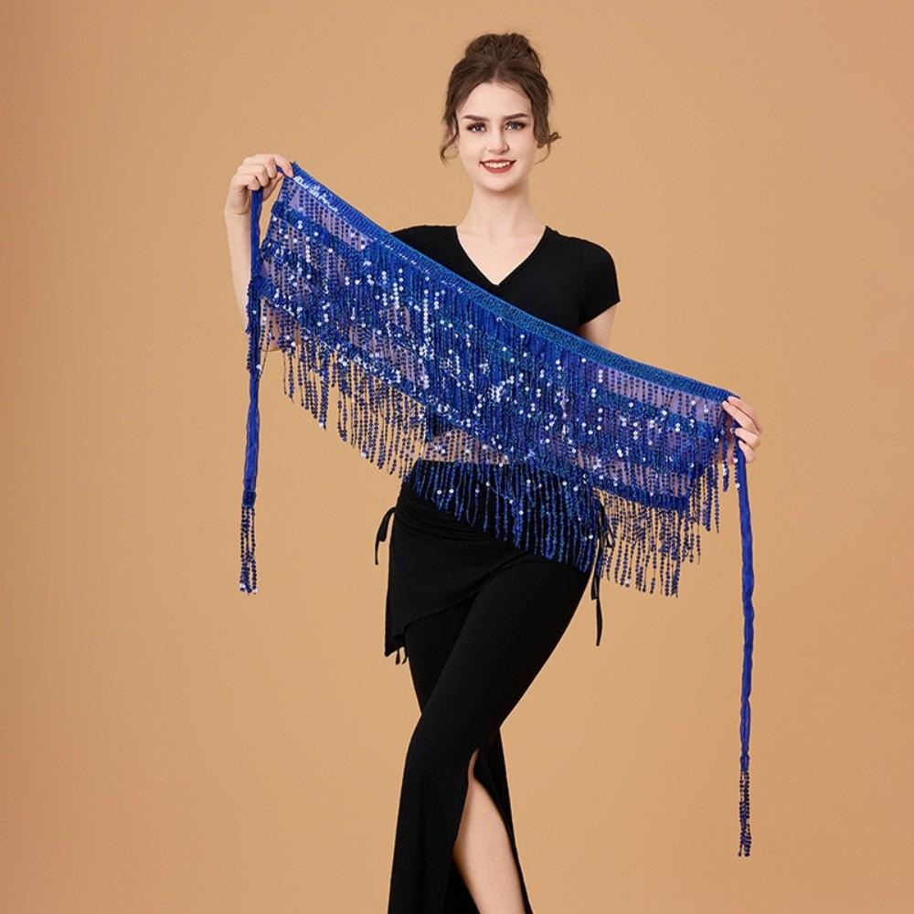 Shiny Sequin Hipscarf 4-Row Dance Wrap-skirt Fringe Hipwrap Belly Dance Belt  Dancer