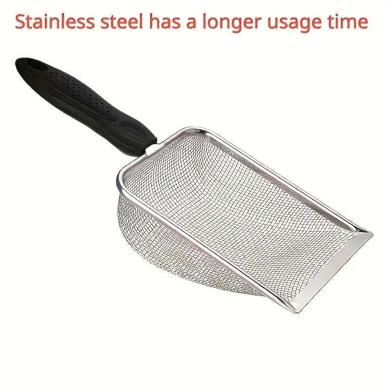 [Stainless Steel Shovel] Stainless Steel Mesh Shovel, 1pc with Screening Bag - Multipurpose Beach Net Scoop for Collecting Seashells, Sifting Beans