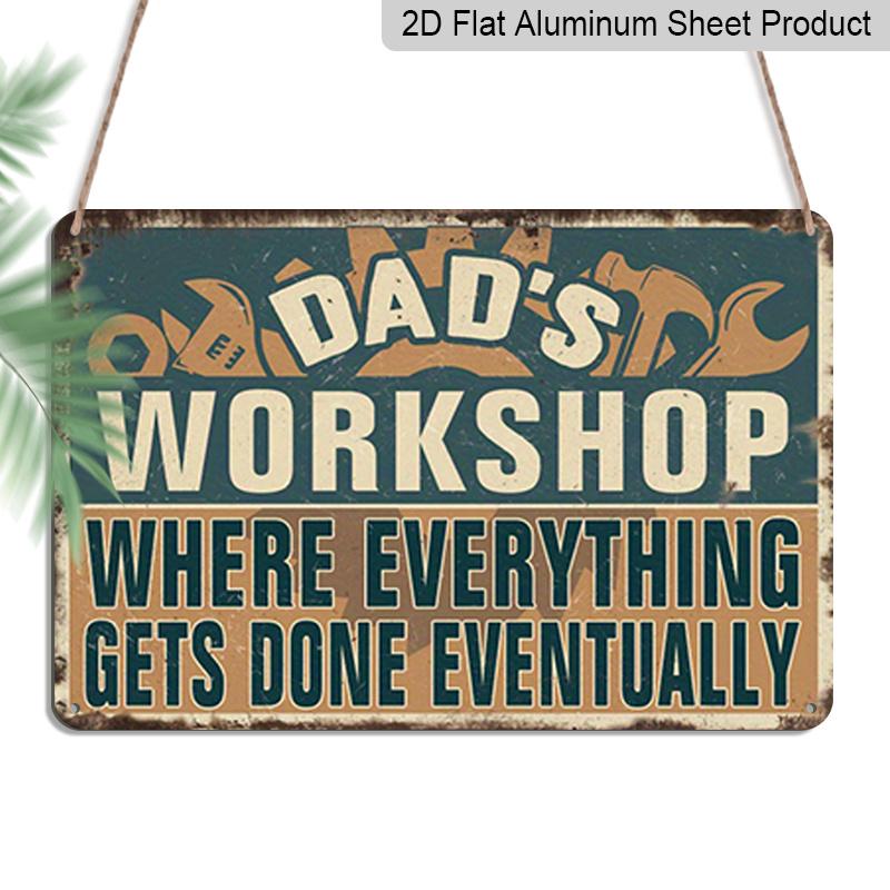 

2D Flat Dad s Workshop Metal Sign - Vintage Garage Aluminium Wall Art Suitable for Home, for Man Cave, Tool Room - Father s Day Gift, 7.9x11.8 Inches 20*30cm