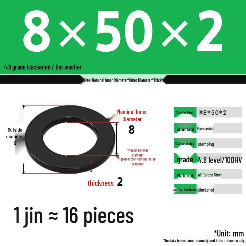 Blackened Enlarged Thickened Metal Washer - M3-M42