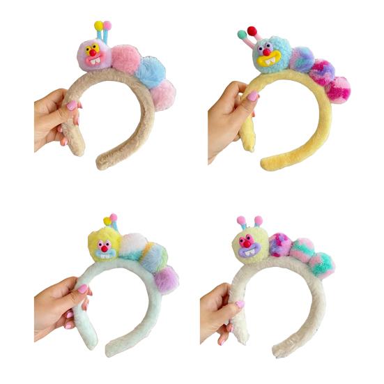 Caterpillar Headband Girls Plush Texture Cartoon Shape Rich Color Makeup Wash Face Hair Hoop Hair Fixing Accessory