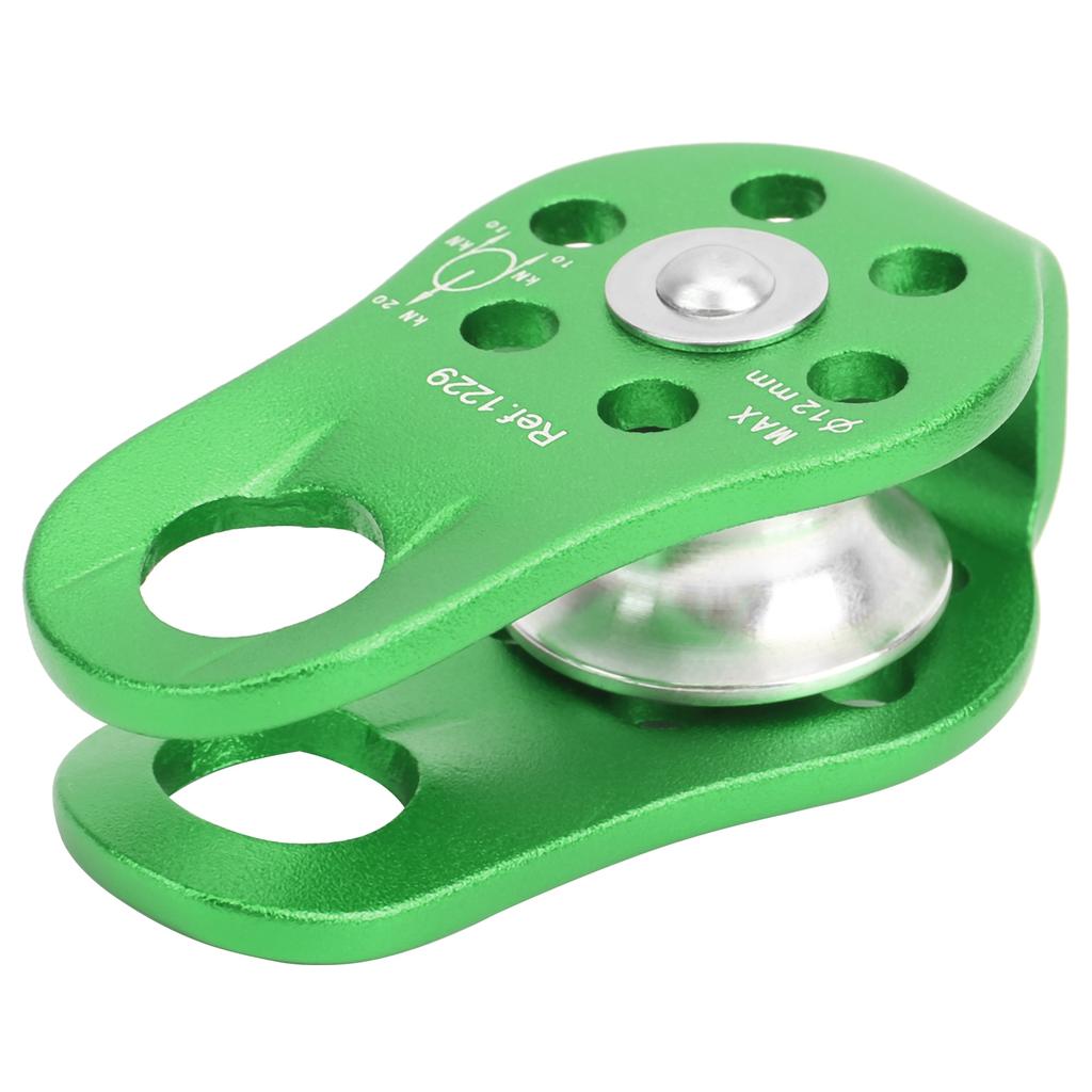 20KN Outdoor Kleine Kletterrolle Aluminium Mikro Festseitenrollen für Luftarbeit Grün