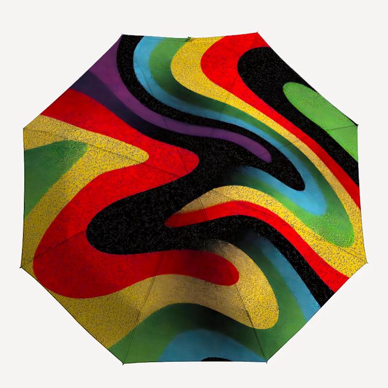

1pc Colorful Abstract Automatic Folding Umbrella, 8-Rib Durable Iron Frame, Compact Travel Umbrella for Women & Men073