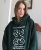[Fleece Lined Selection] Dance With Cats Cat Graphic Oversized Hoodie Green