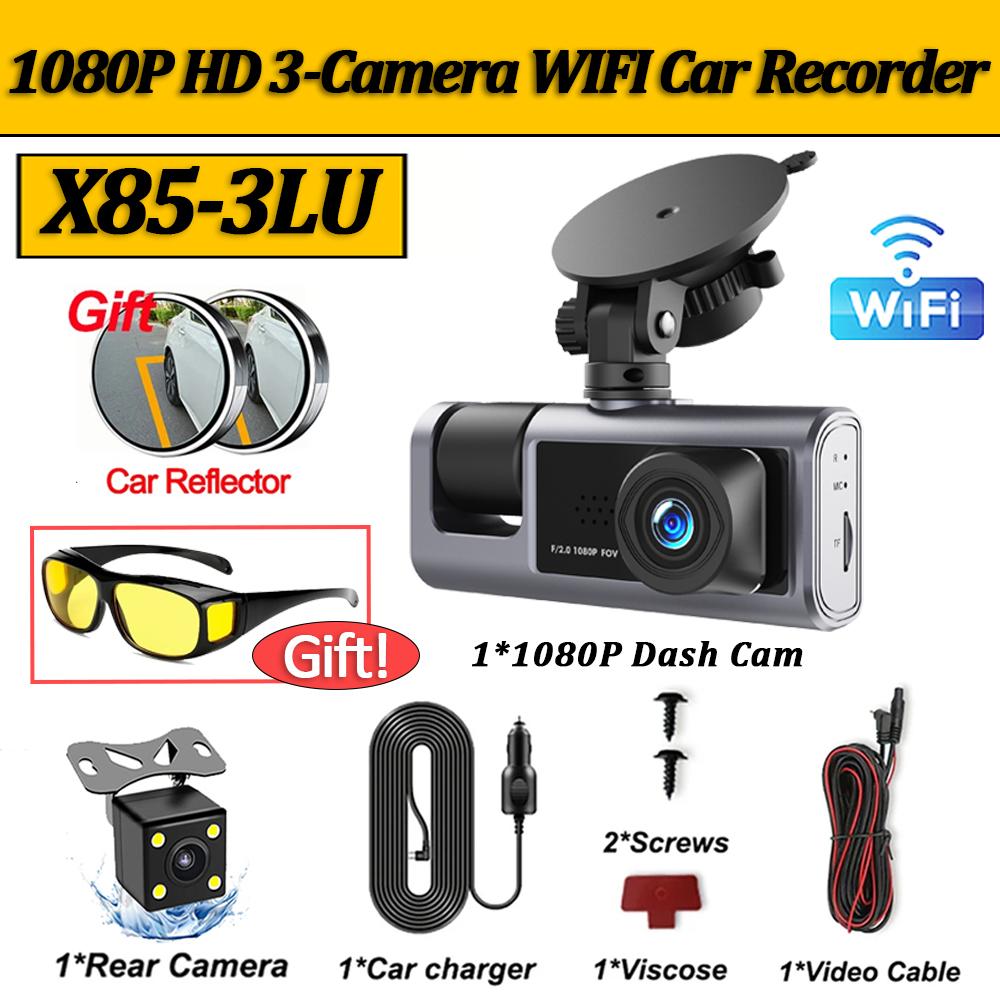 3 Camera 1080P Car DVR Dash Cam for Cars WIFI Video Recorder Rear View Camera for Vehicle Black Box Car Accessories Free Mirror
