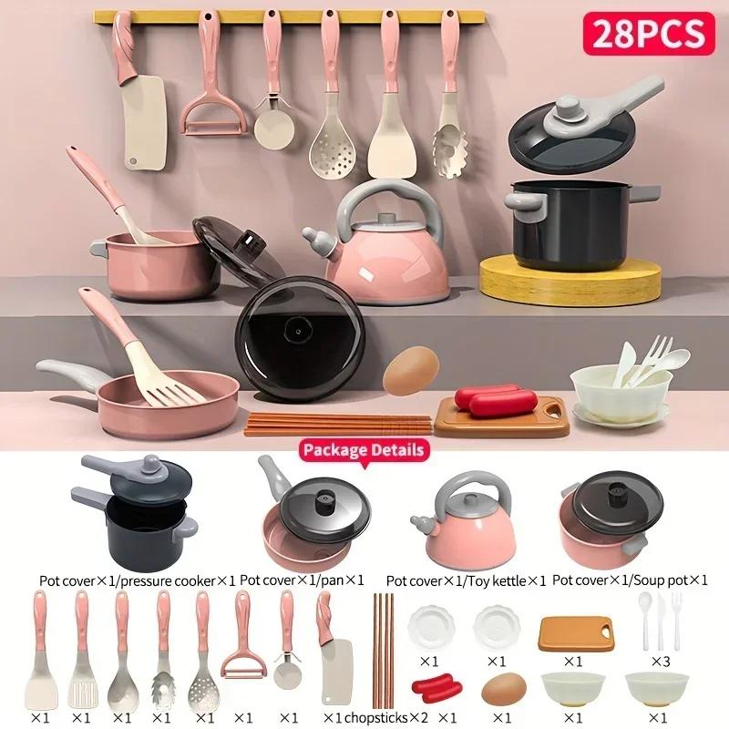 Mini 28Pcs Kitchen Accessories Kids Kitchen Toy Set Pretend Play Food Cookware Simulation Cooking Toy For Kids Adults Children s Birthday Gift Holiday