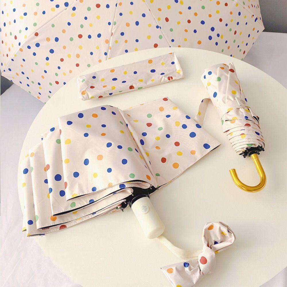 Vinyl Automatic Umbrella Windproof Polka Dot Umbrella Colorful Folding Umbrella  Outdoor