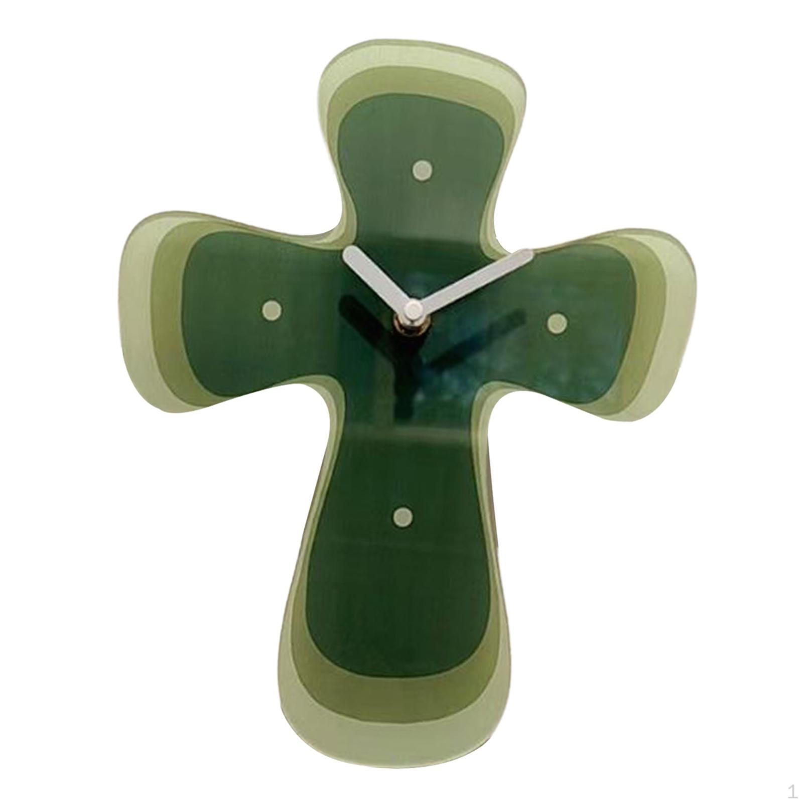 

Wall Clock Acrylic Cross Shape Compact Creative Easy to Read Home Decoration Silent for зелений