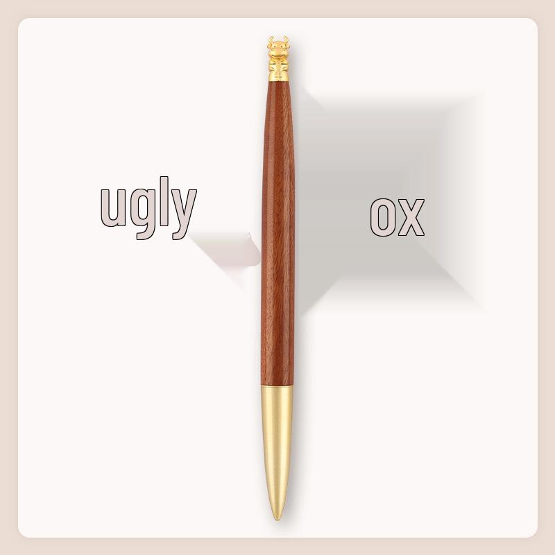 Brass Zodiac Sign Calligraphy Pen - Sandalwood Engraving 